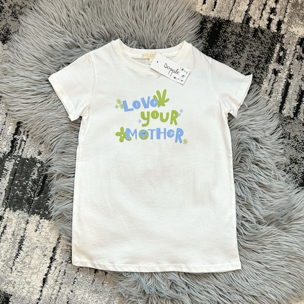 Les Gamins Girls White "Love Your Mother" Graphic Tee Size 8/9Y